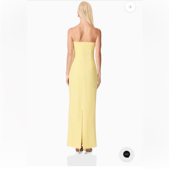 elliatt evee yellow 3d floral applique strapless fitted maxi dress medium NEW - Picture 4 of 14